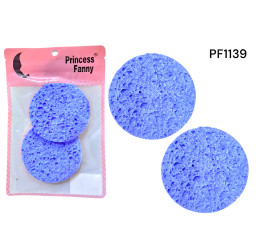 exfoliante esponja redonda azul con 2 piezas. b.r