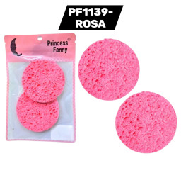 exfoliante esponja redonda rosa con 2 pzs b.r