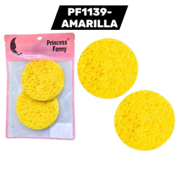 exfoliante esponja redonda amarilla con 2 pzs b.r